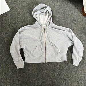 Gray Zip-Up crop Hoodie